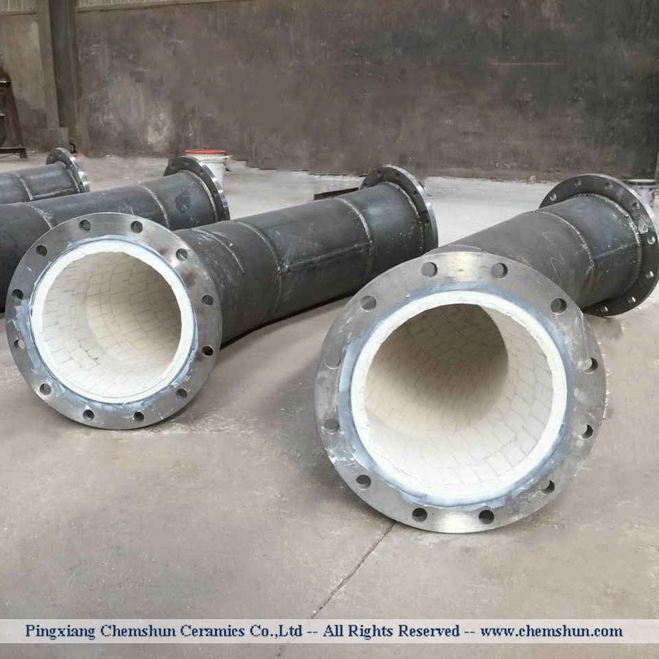 China ceramic factory supplier wear resistant ceramic lined steel pipe 