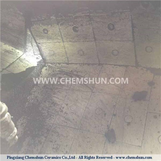 Pingxiang Chemshun alumina ceramic welded tile liner with high wear resistance Pingxiang Chemshun alumina ceramic welded tile liner with high wear resistance