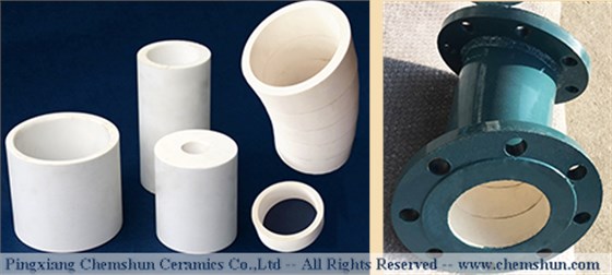 Chemshun alumina ceramic tube lined steel pipe Chemshun alumina ceramic tube lined steel pipe